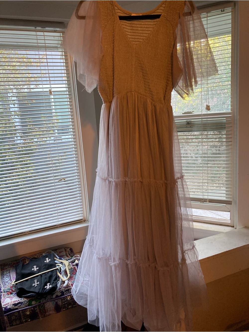 Pinup Couture Pale Pink Tiered Tulle Midi Dress